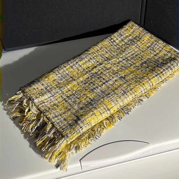 Yellow, Blue & White Weave Wrap / Scarf - Picture 1 of 9